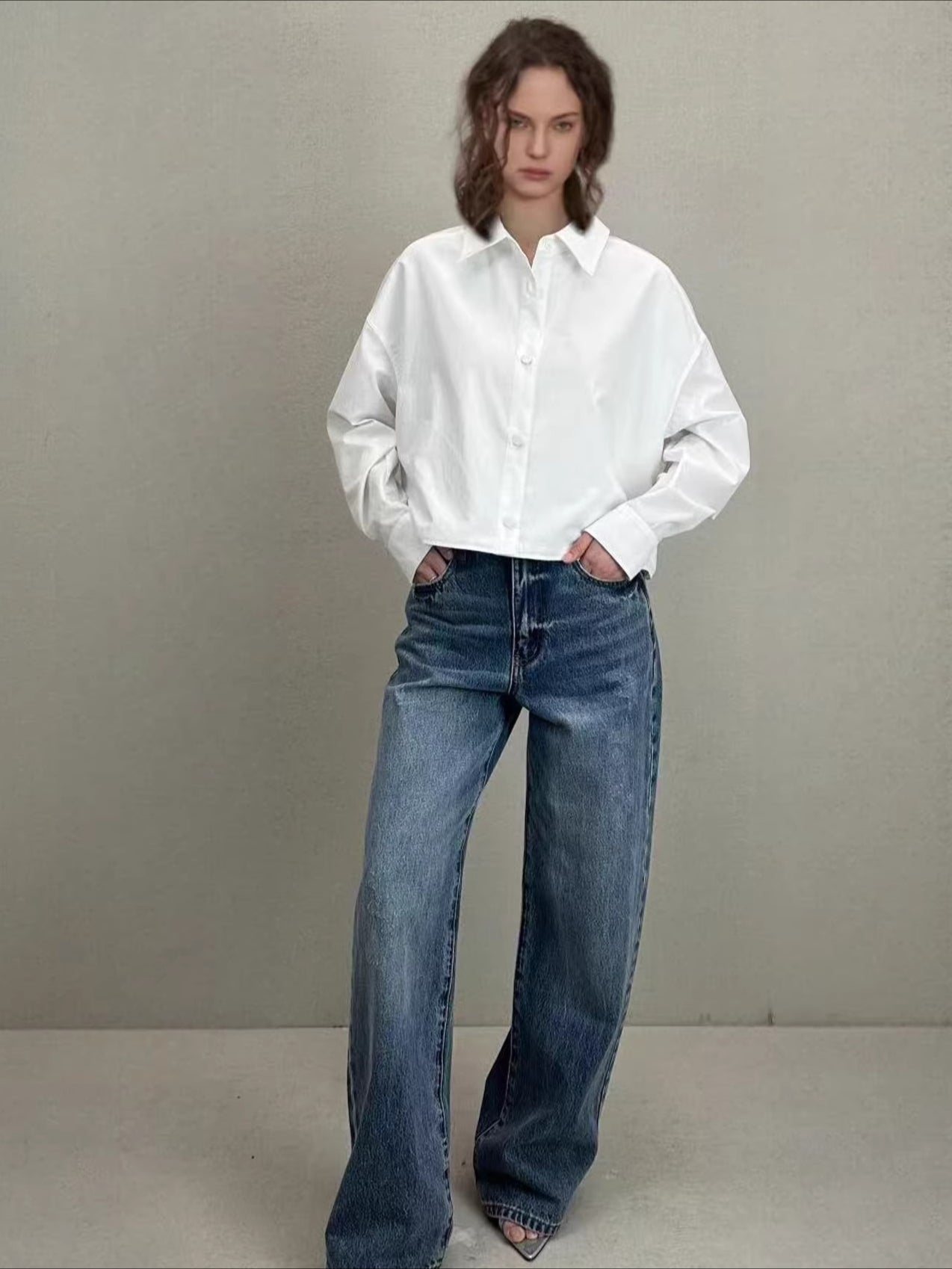 Washed Granite Straight-Leg Denim Jeans