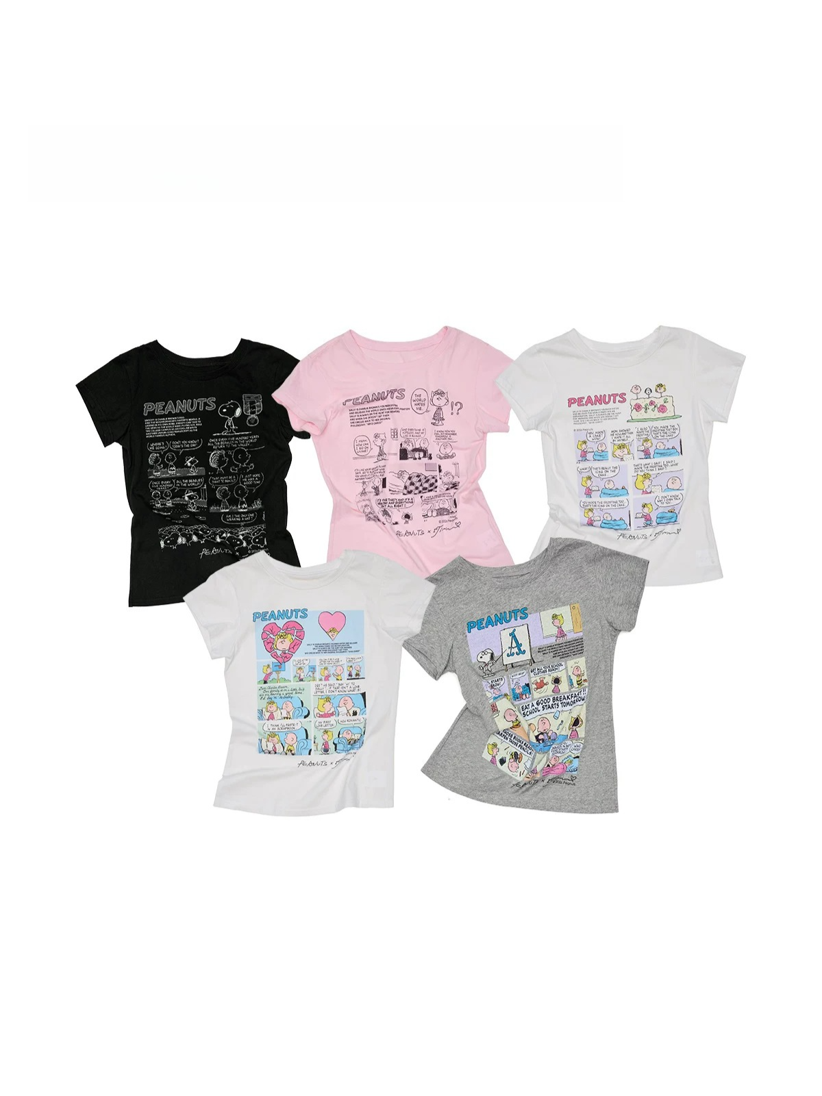 Snoopy Comic Print Fitted Basic T-Shirt