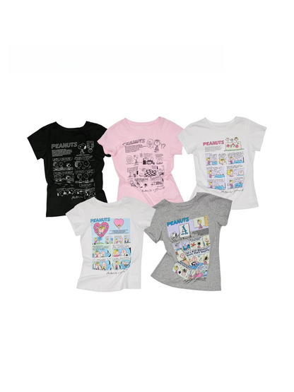 Snoopy Comic Print Fitted Basic T-Shirt