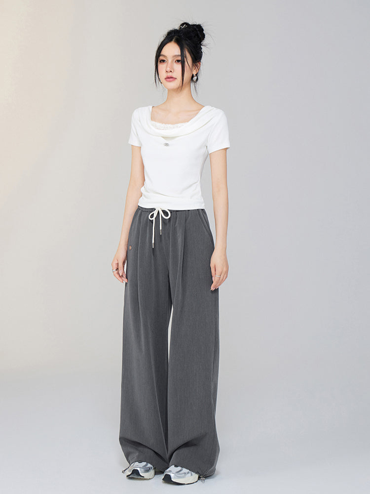 One-shoulder Lace T-shirt