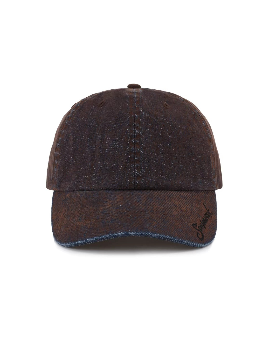 Embroidered Logo Washed Denim Baseball Cap