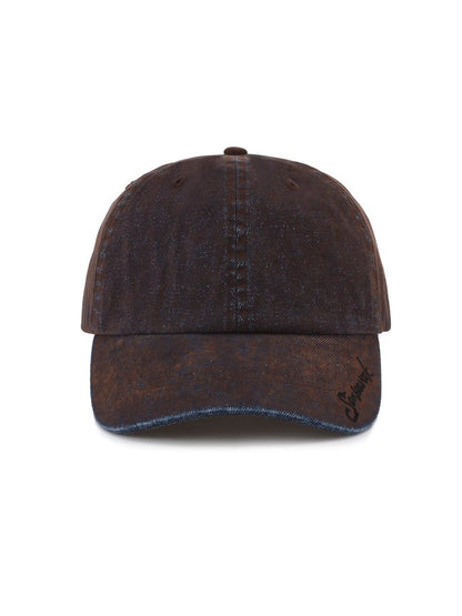 Embroidered Logo Washed Denim Baseball Cap