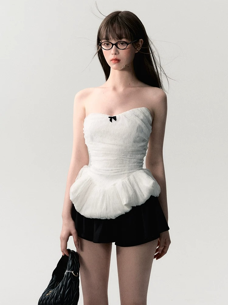 White Lace Corset Tube Top