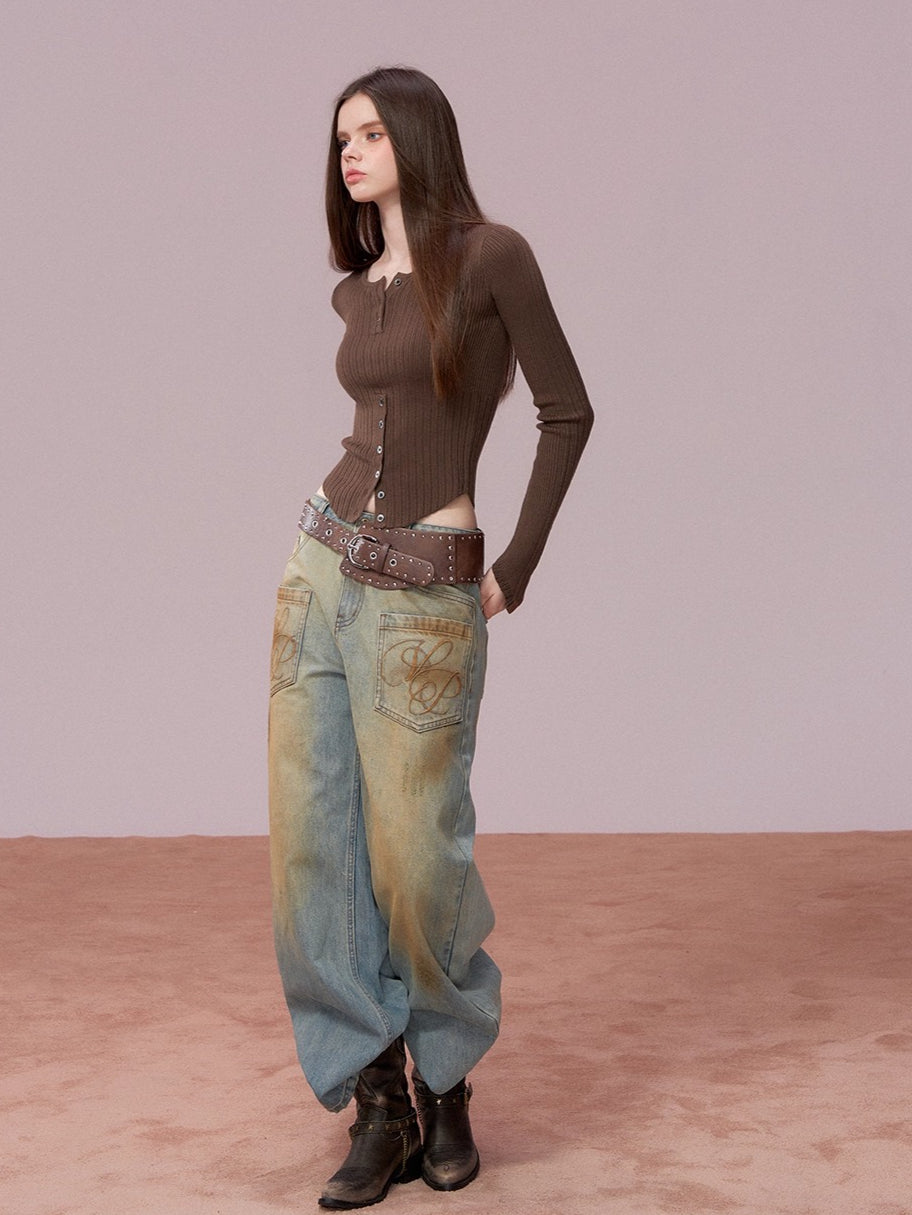 Vintage Wash Loose Denims Pants