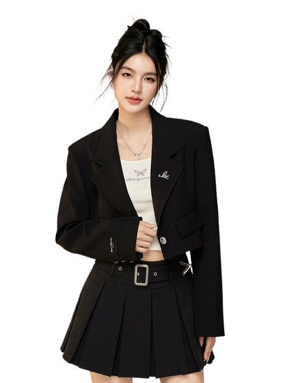 Removable Faux Two-piece Short Blazer