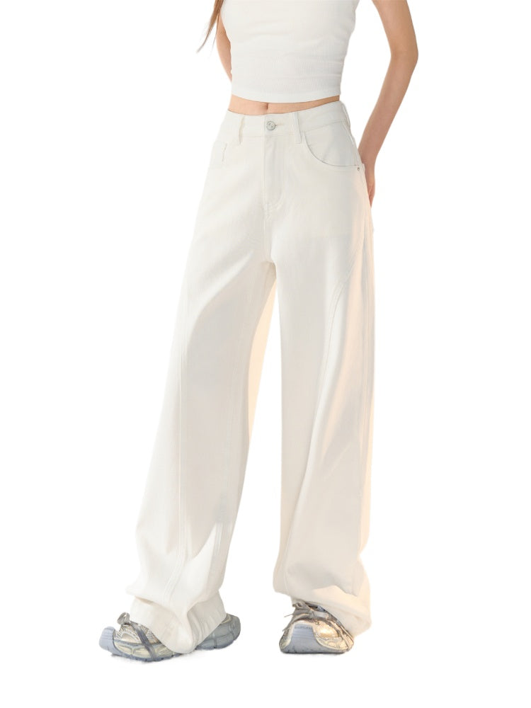 White High-Waisted Wide-Leg Jeans