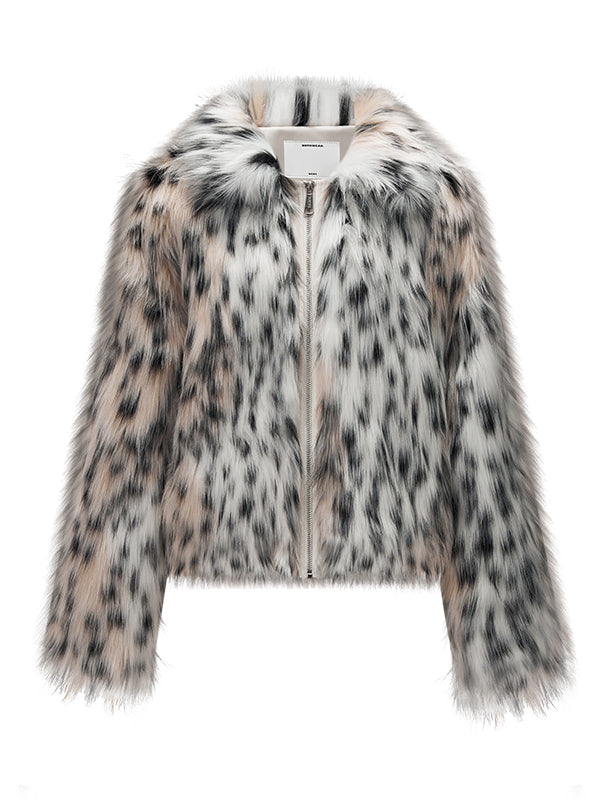 Snow Leopard Faux Fur Jacket