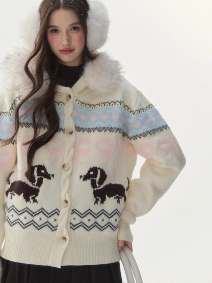 Vintage Dachshund Thermal Knit Sweater