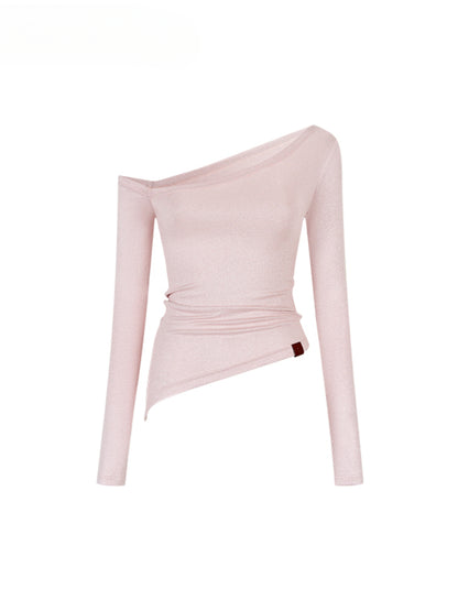 Shimmer Asymmetric Shoulder Irregular T-shirt - CHINASQUAD