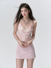 Pink Sparkling Sequined Stylish Spaghetti Strap Tank Top - CHINASQUAD