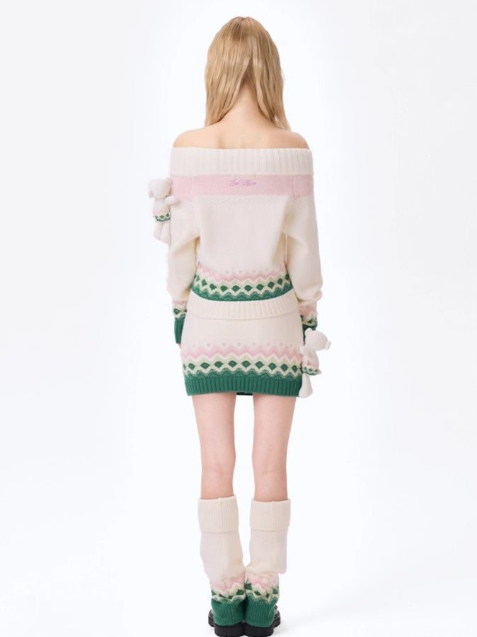 Jacquard A-Line Knit Mini Skirt