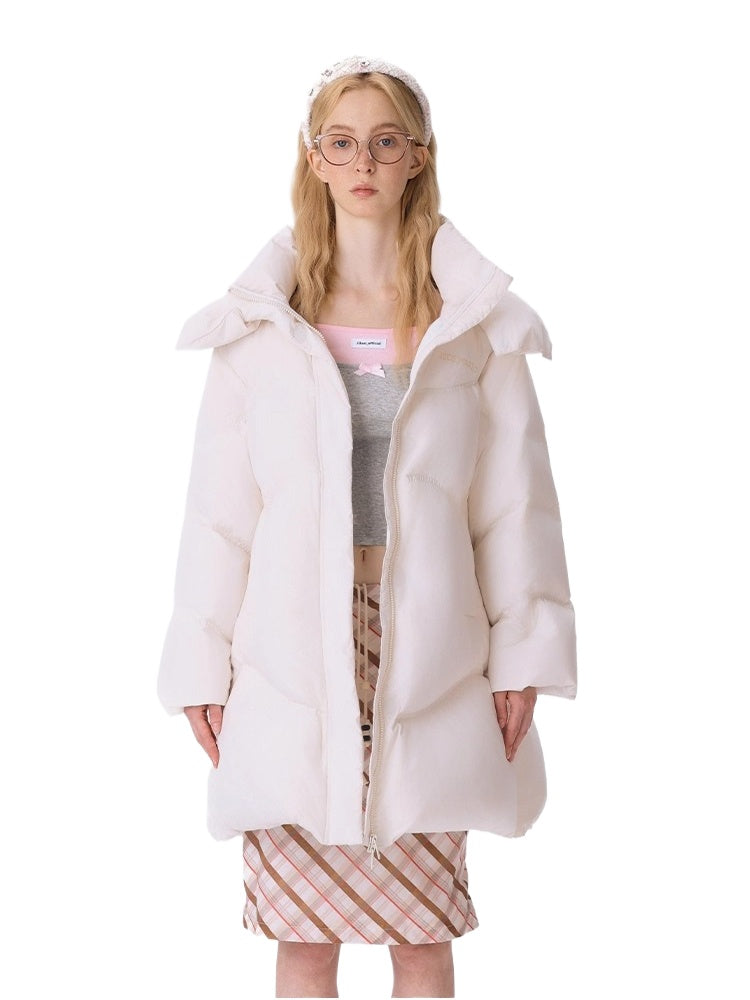 Lightweight Hooded Mid-Length Down Coat