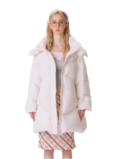 Lightweight Hooded Mid-Length Down Coat
