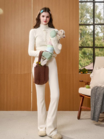 Wool-Blend Vintage Top &amp; Ruffle Pants Set