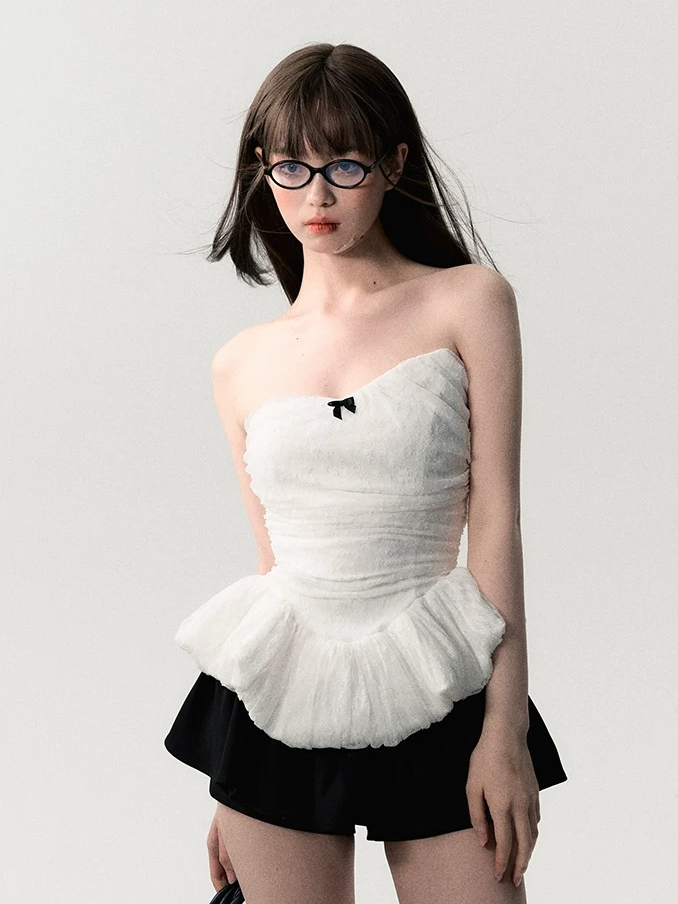 White Lace Corset Tube Top