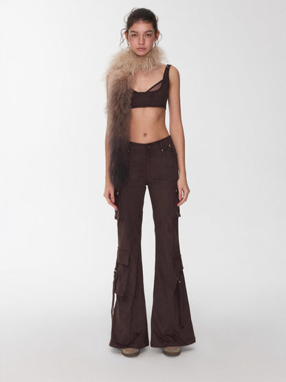 Dual-Layer Suede Lace-Up Bustie Corset