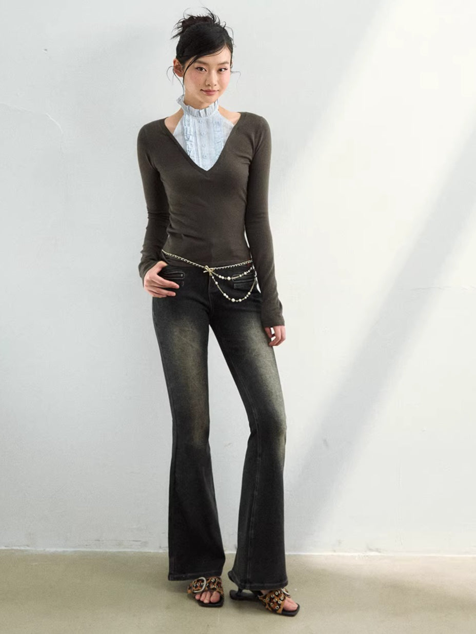 Patchwork Layered-Effect Knit Top