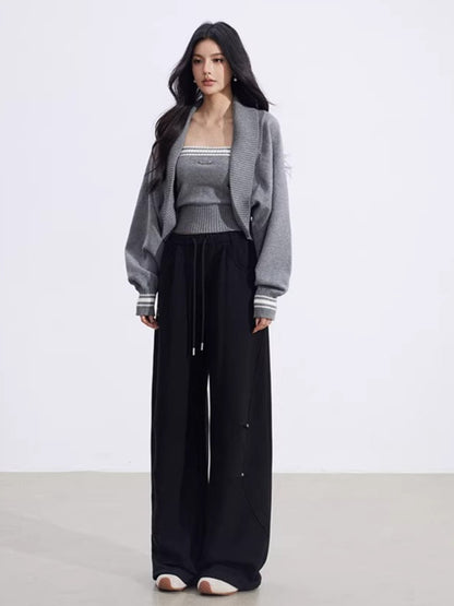Contrast Batwing Knit 2-Piece Set