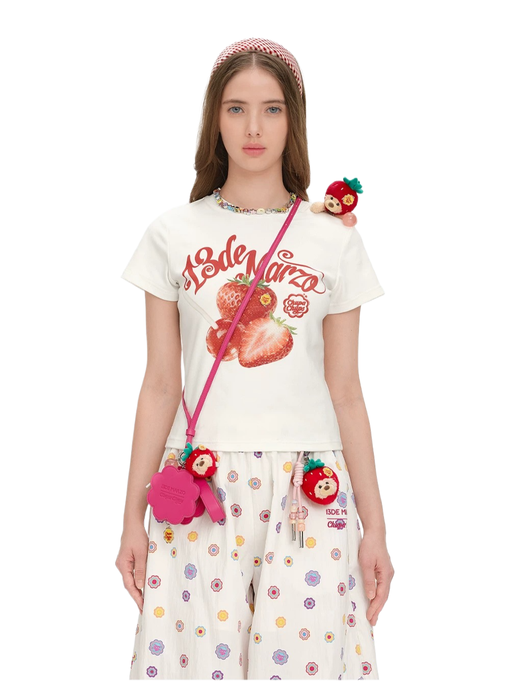 Fruit Illustration Fitted Cropped T-shirt