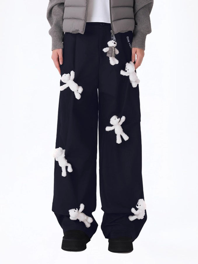 Multi-Doll Pleated Unisex Straight-Leg Pants