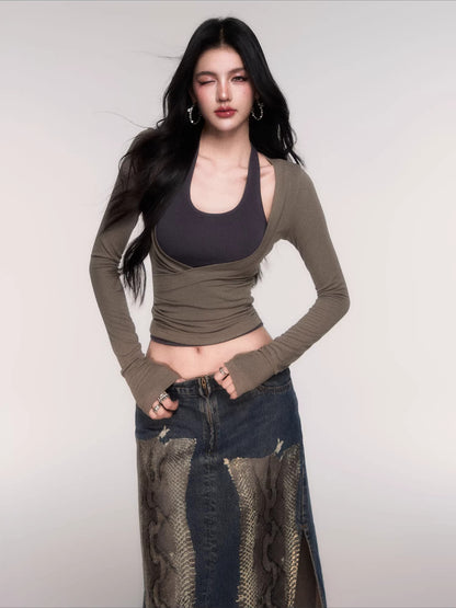 Layered Long-Sleeve Slim-Fit T-Shirt Set