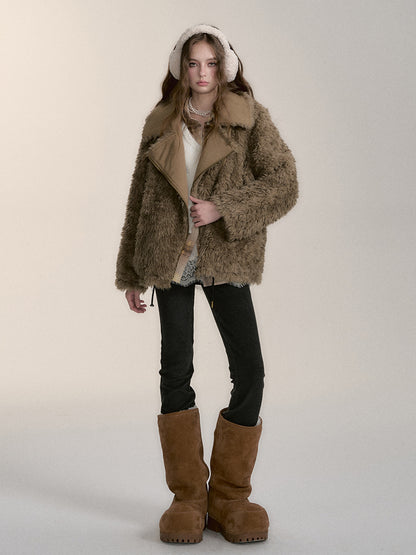 Thickened Furry Lapel Two-Way Wear Warm Coat