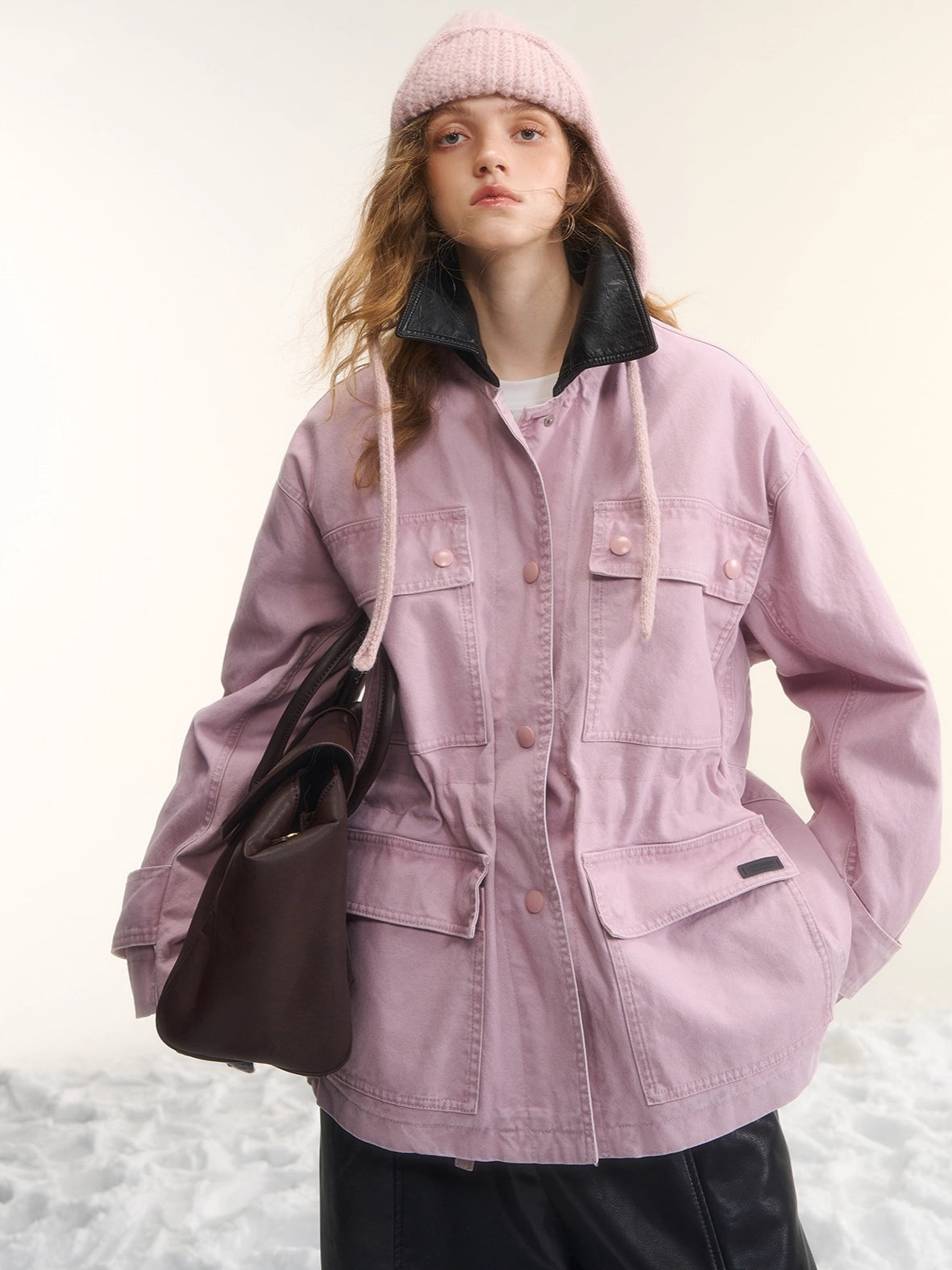 Duck Down Cinched-Waist Puffer Jacket