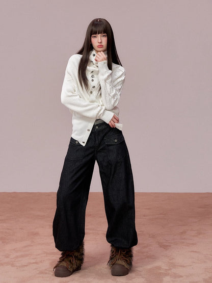 Double-Waist Vintage Wide-Leg Jeans