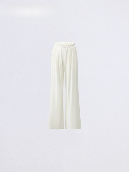 Lace-Trim Flowing Wide-Leg Pants