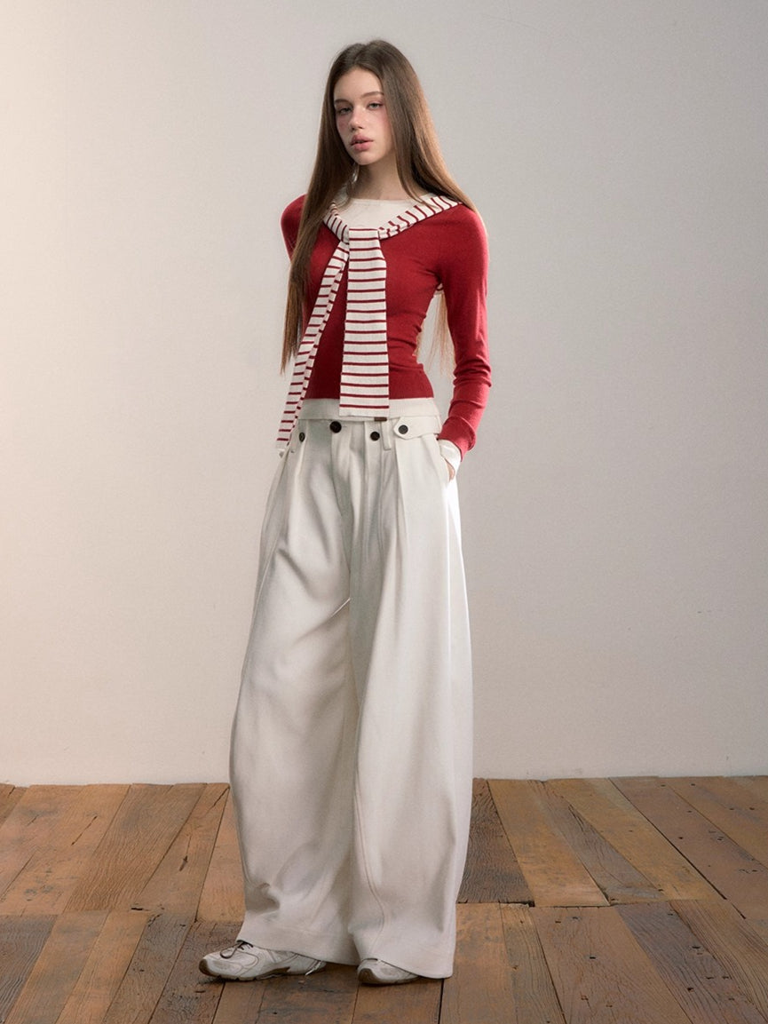 Contrast Hooded Layered Knit Turtleneck