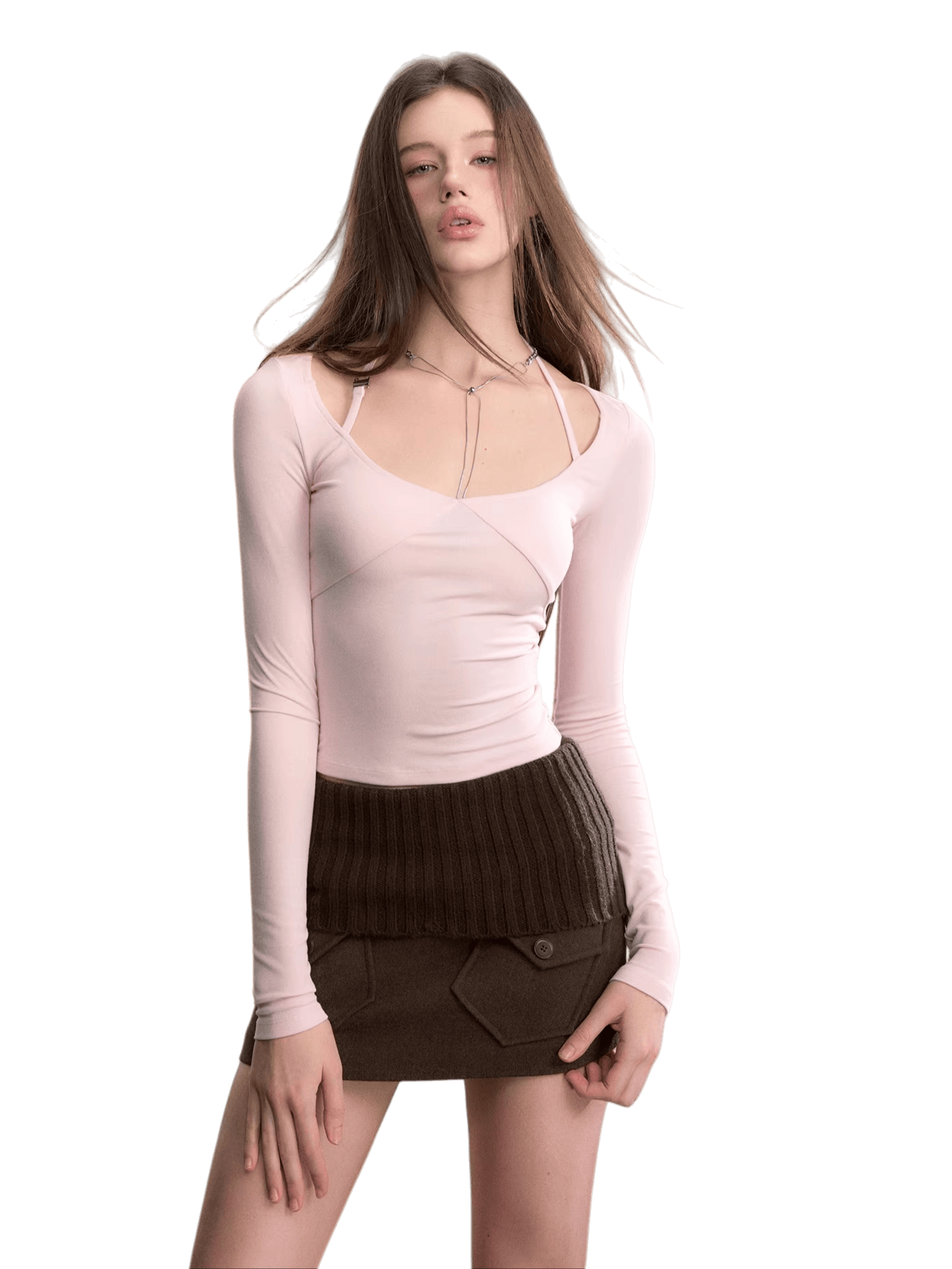 Knitted Waist Wool Blend Mini Skirt