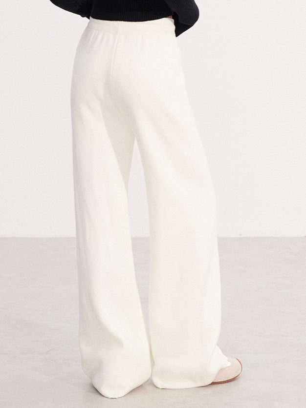 Fleece-Lined Soft-Knit Wide-Leg Pants