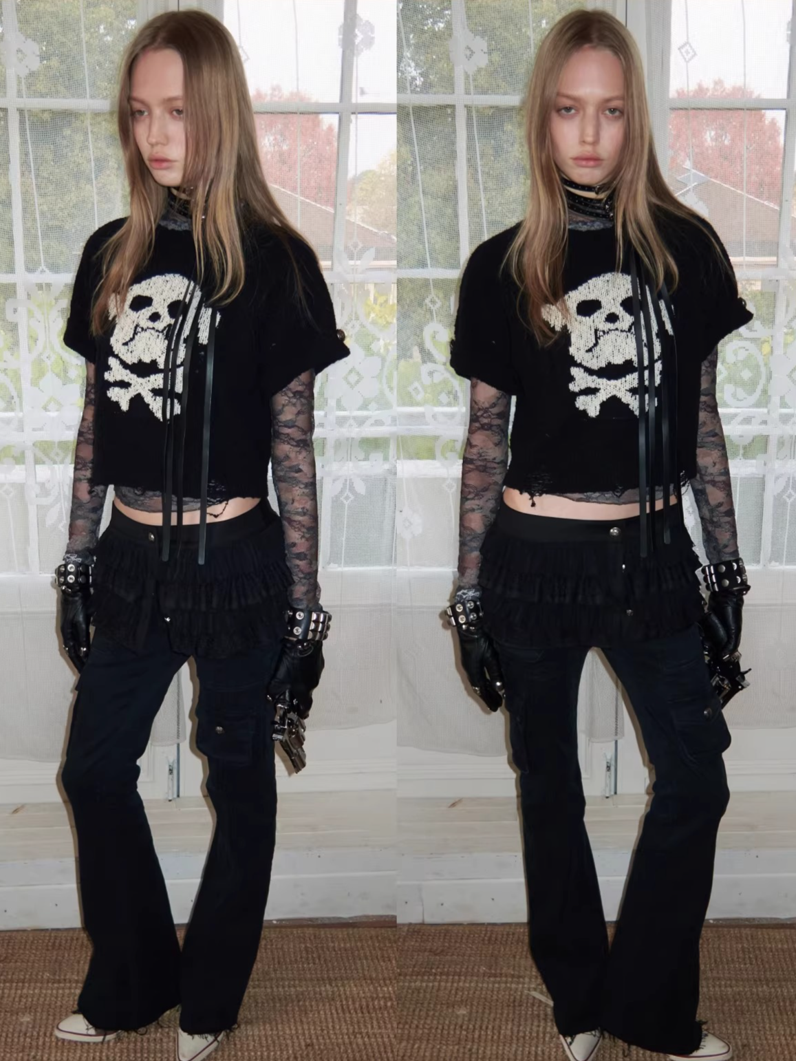 Vintage Camouflage Lace Fitted Top