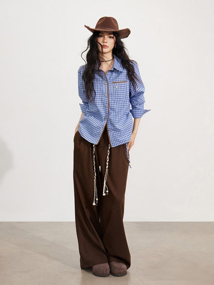 Wool-Blend Belted Wide-Leg Pants