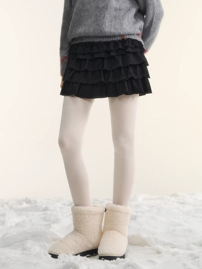 Tiered High-Waist A-Line Puff Skirt