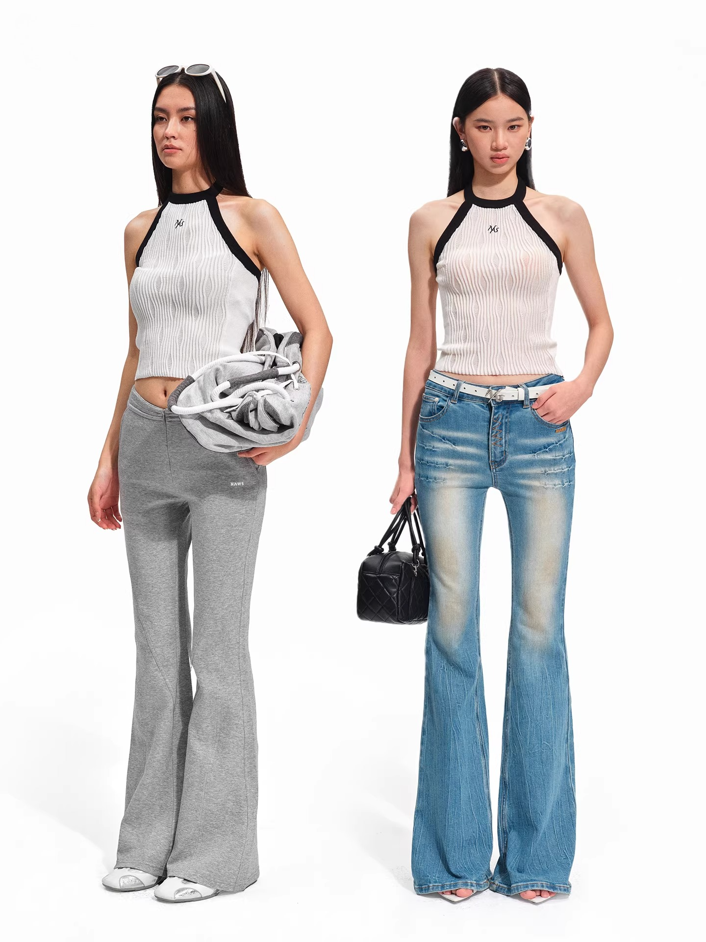 Asymmetric Ribbed Halter Knit Top