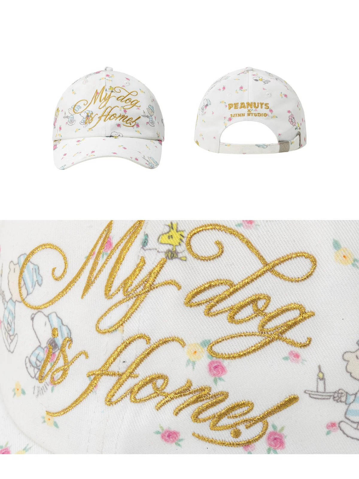 Snoopy Floral Embroidered Baseball Cap 1Jinn Studio