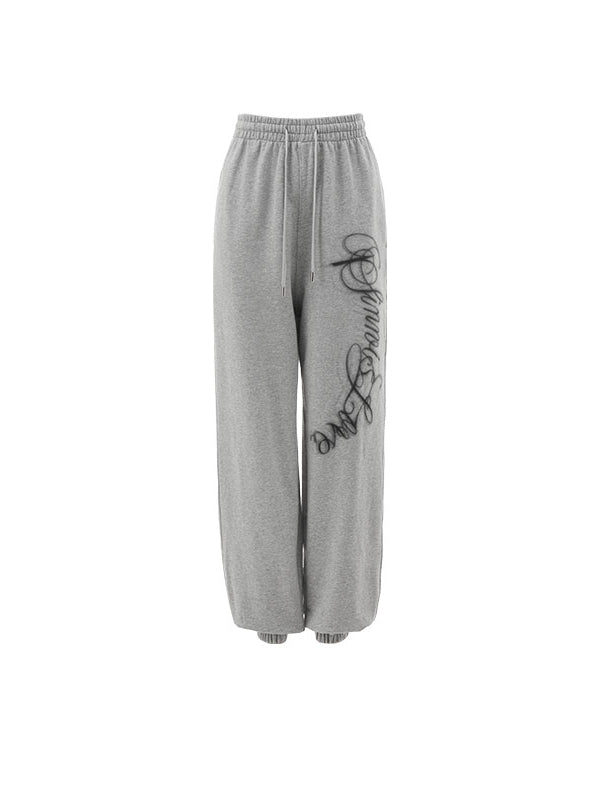 Letter Print Loose Elastic Cuffs Joggers