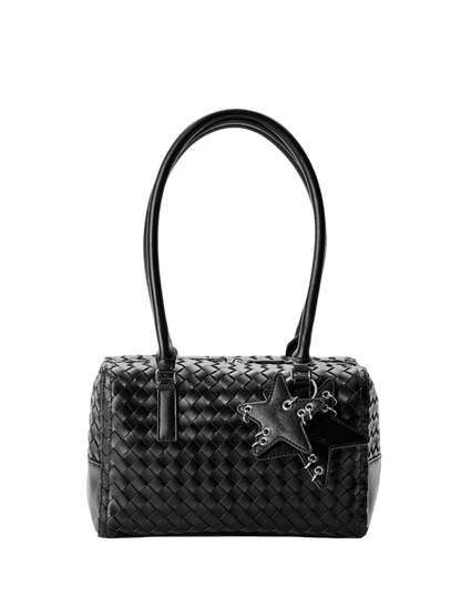 Woven Leatherette Barrel Shoulder Bag ECODAY