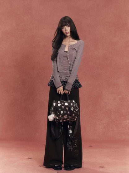 Silver-Stamped Matte Square Backpack