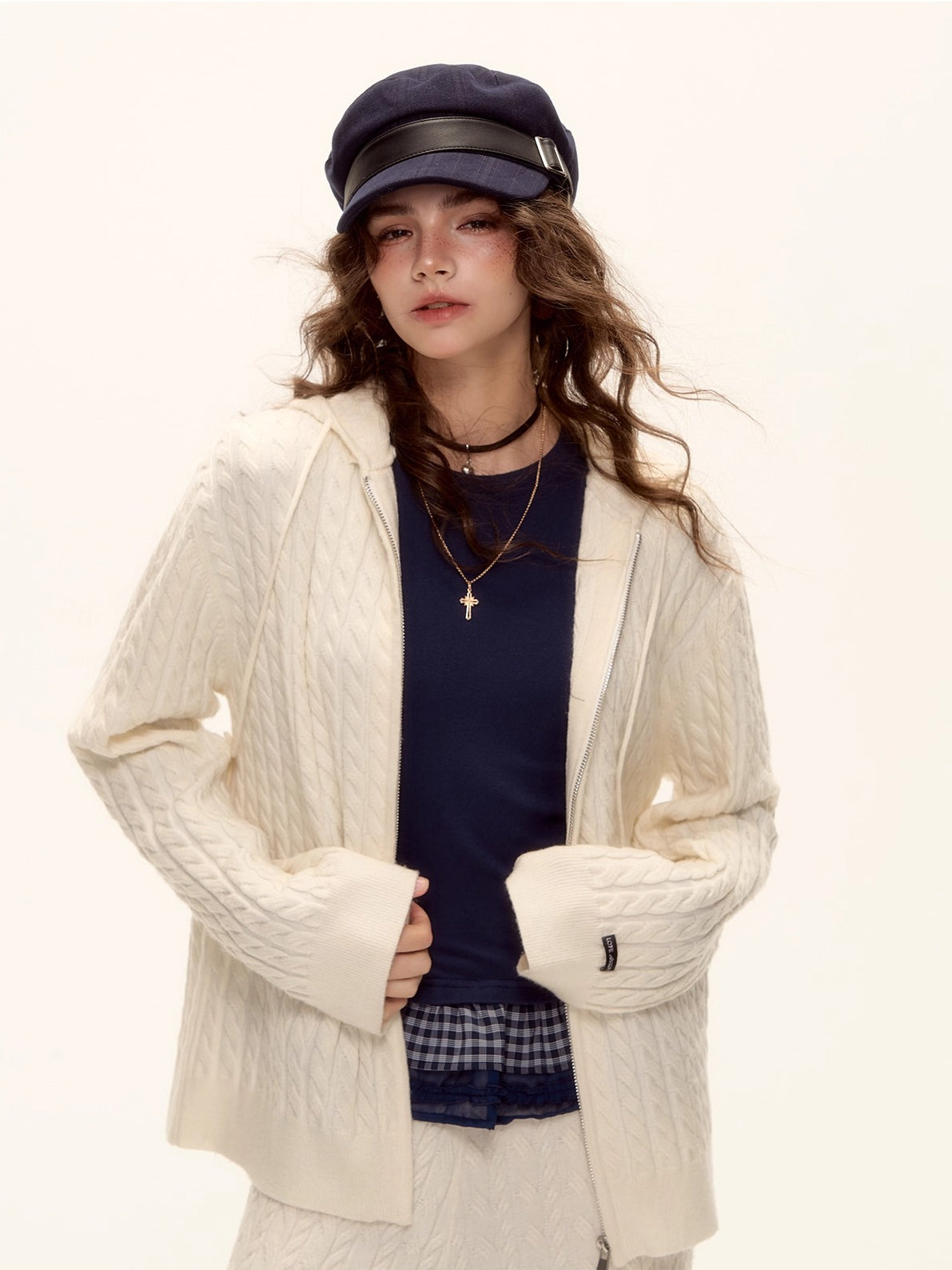 Tencel Wool Plaid Patchwork T-Shirt