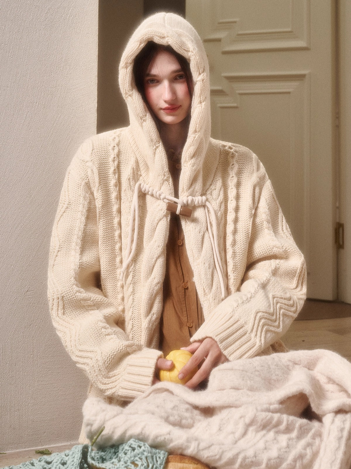 Snow Yarn Wool Chunky Knit Cardigan
