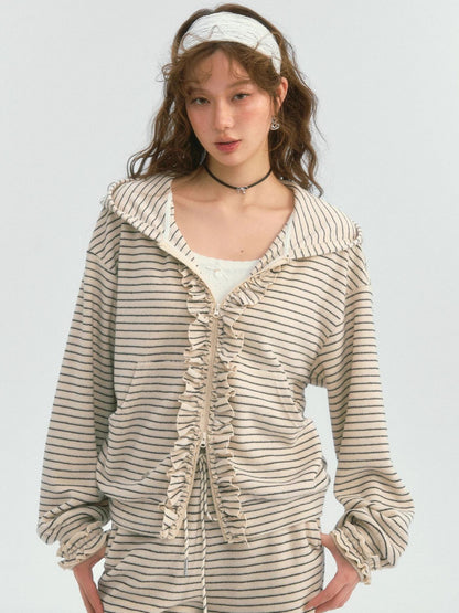 Soft and Fluffy Striped Sweatshirt Set