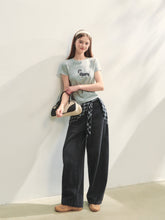 Checked Panel Tie-Waist Jeans - CHINASQUAD