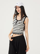 U-neck Striped Knitted Vest - CHINASQUAD