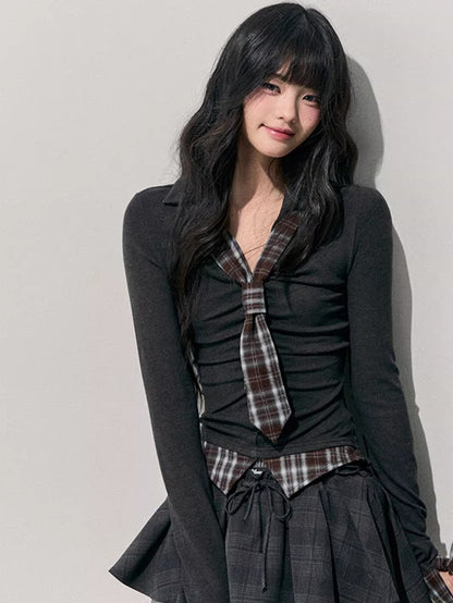 V-Neck Long Sleeve Slim-Fit T-Shirt