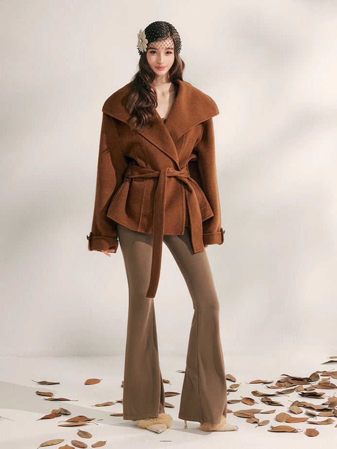 Wool Harmony Double-Faced Short Belted Jacket