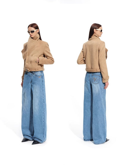 &quot;Ross Series&quot; Wool Scarf-Collar Coat