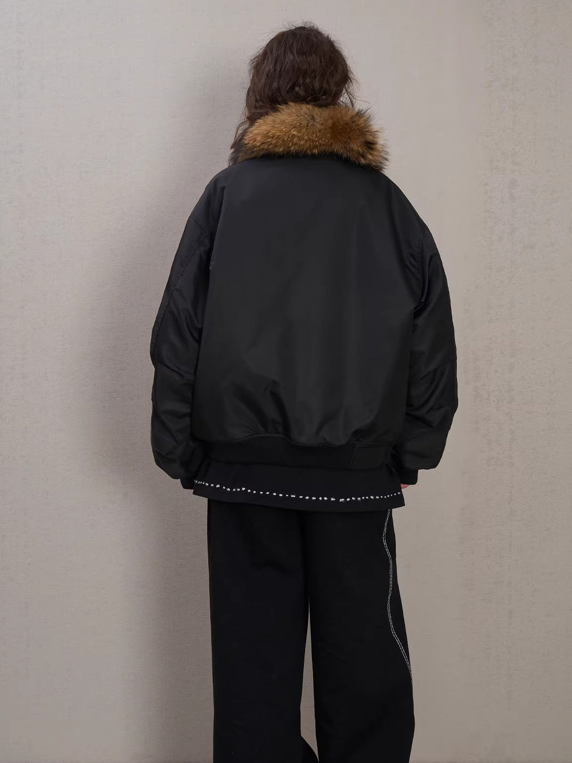 Raccoon Fur Trim Quilted Jacket