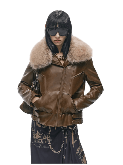 Heavy Punk Windproof Quilted Leather Jacket